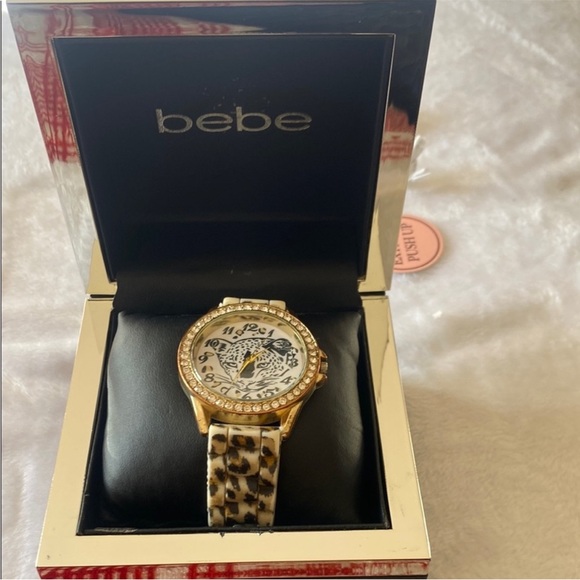 Bebe Gold Watch with Leopard Strap - Picture 1 of 5